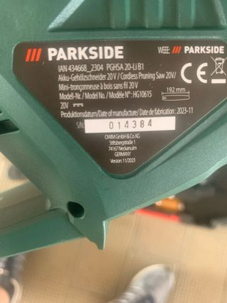 Motosega Parkside 20V: Potature