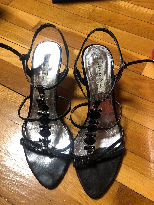 Sandalias negras tacón 39
