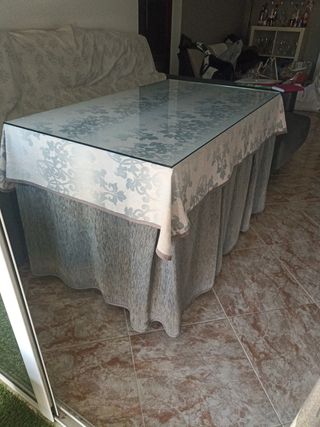 Mesa camilla rectangular con cristal. ¡Rebajada!