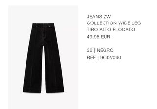 Zara - Pantalones Wide Leg Negro 36