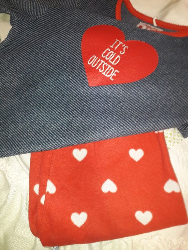 Pijama niña - Corazón - Rojo y Azul