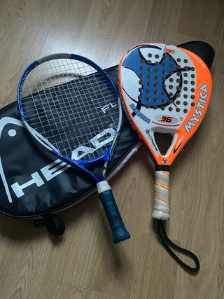 Raquetas de tenis y pádel con funda