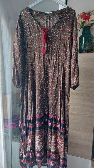 Vestido flores verde oliva