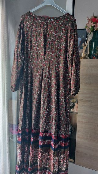 Vestido flores verde oliva
