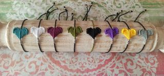 Pulseras corazón macramé-acero inoxidable 