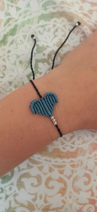 Pulseras corazón macramé-acero inoxidable 