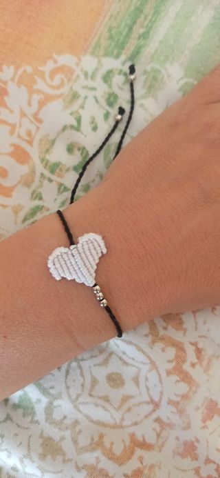 Pulseras corazón macramé-acero inoxidable 