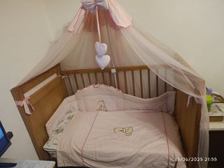 Cuna bebé madera + accesorios