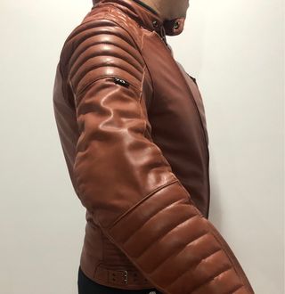 Chaqueta cuero marrón