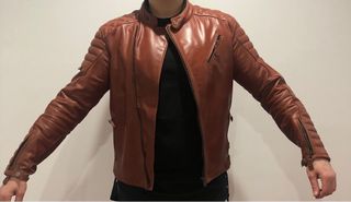 Chaqueta cuero marrón