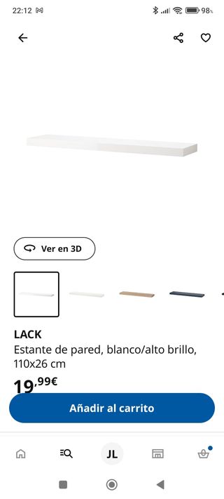 2 baldas IKEA Lack blancas 190/110cm