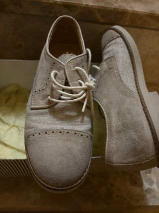 Zapatos comunion de ante beige y lino
