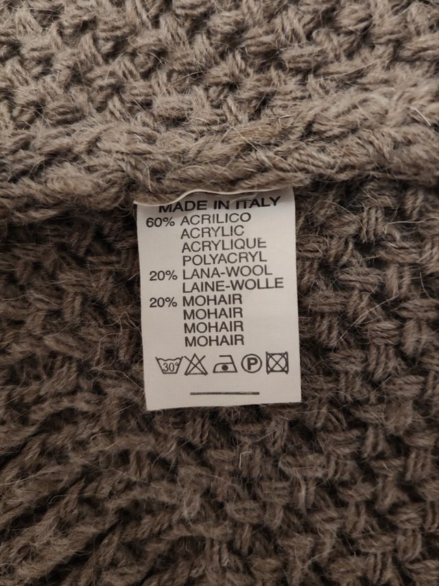 Poncho grigio marrone lana e mohair