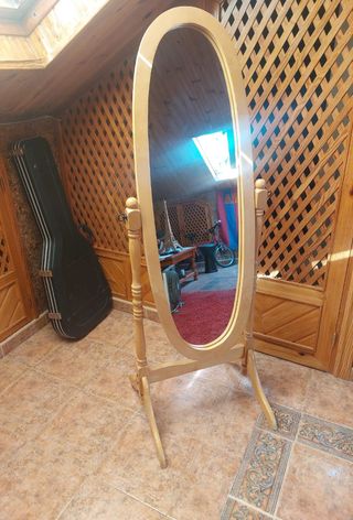 Espejo de pie ovalado madera