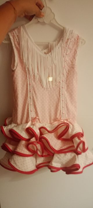 Vestido gitana niña rosa/blanco para niña 3 años