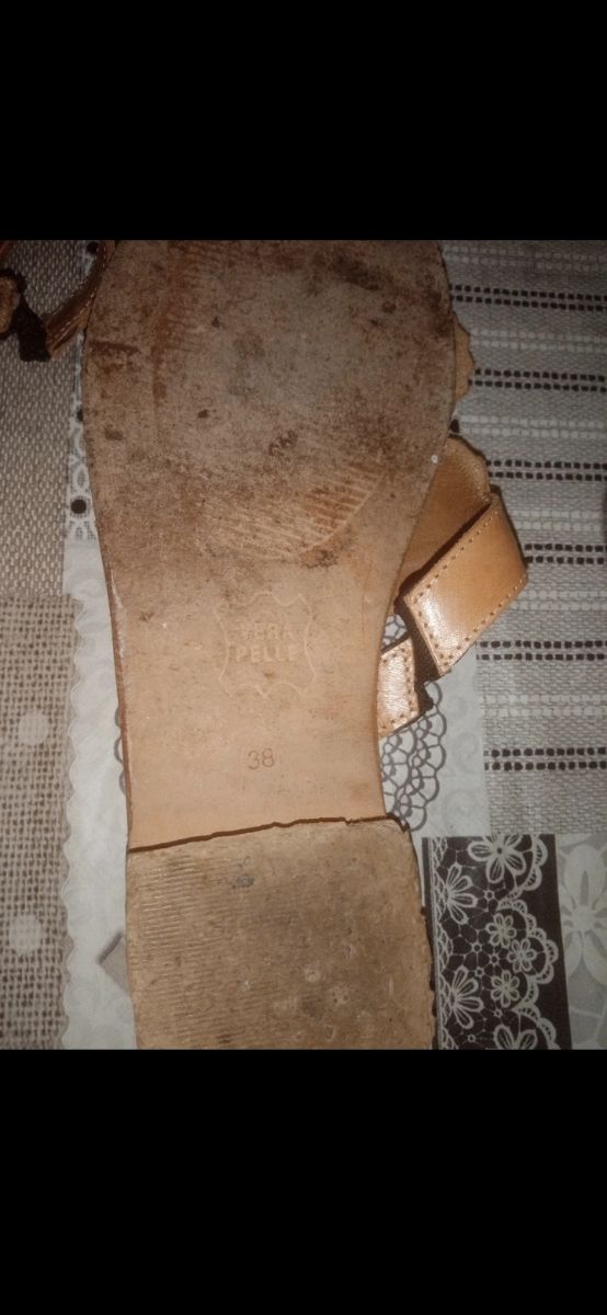 Sandali vintage pelle marroni rossi 38