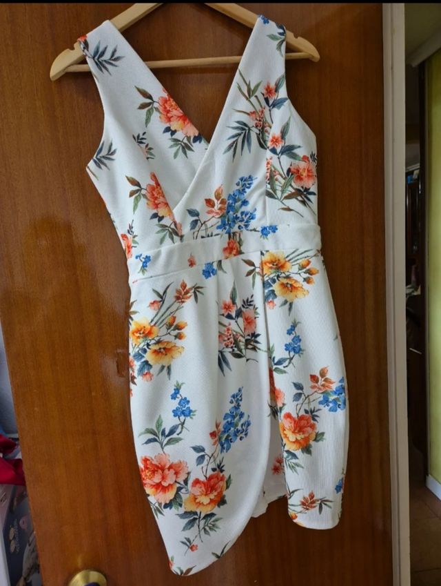 Vestido floral blanco mujer XL