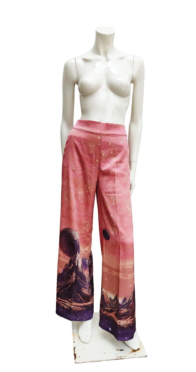 Pinko Palazzo Trouser Space Printed Wide Leg S