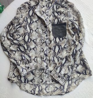 Camisa serpiente beige-marrón S/M