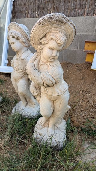 3 Statue cherubino giardino - pietra