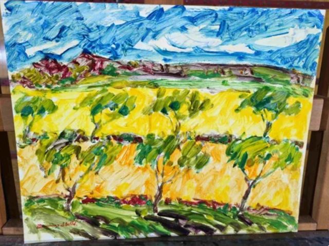 No 6 DOMINGO ABELLO CUADRO OLEO CAMPO DE FRUTALES