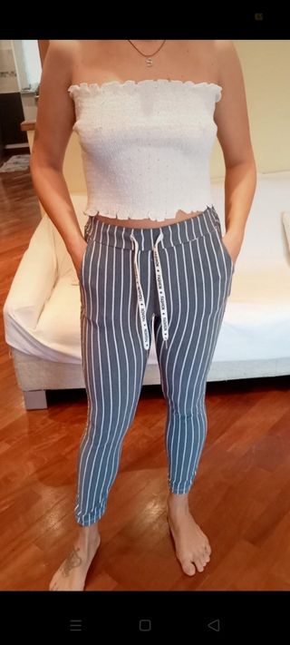 Pantaloni righe elasticizzati tg M
