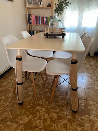 Mesa comedor blanca 4 sillas