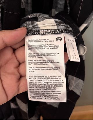 T-46. Vestido camisero cuadros blanco-negro