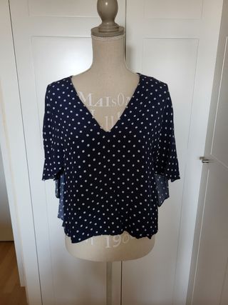 Blusa Zara lunares - Azul/Blanco