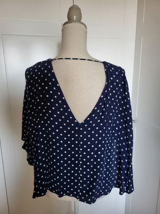 Blusa Zara lunares - Azul/Blanco