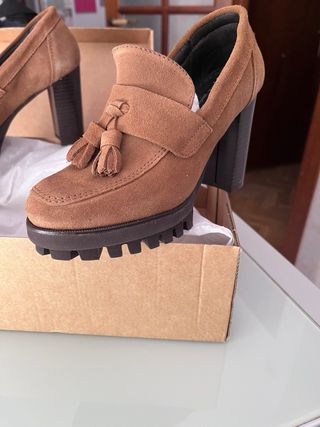 Zapatos ante marrón tacón plataforma