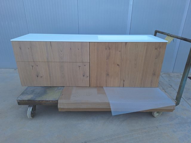 Mueble De Baño Natural 3 cajones con lavabo derecj