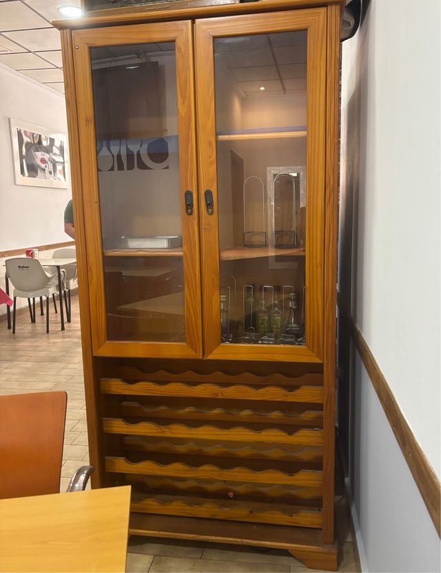 Mobile bar con portabottiglie - Legno