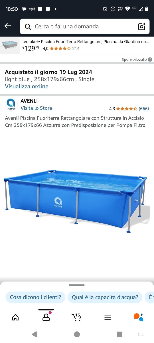 Piscina Avenli Rettangolare 258x179x66cm