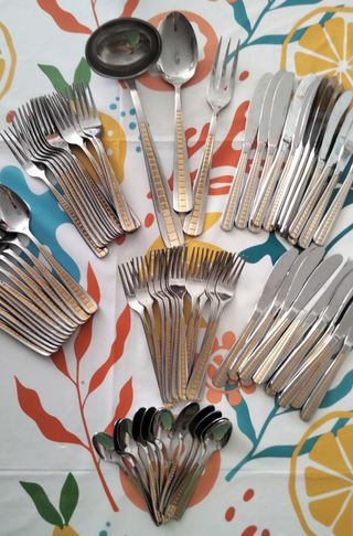 Posate inoxpran 18/10 placate oro 75 pz