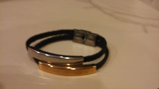 Pulsera negra y plateado - Brazalete