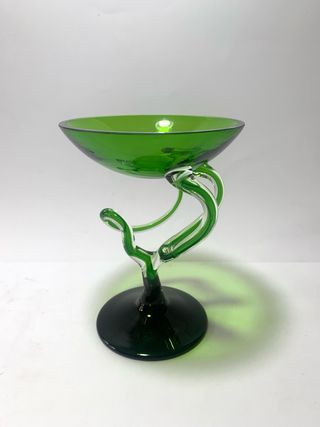 Calice coppa in vetro verde Josefina Krosno 