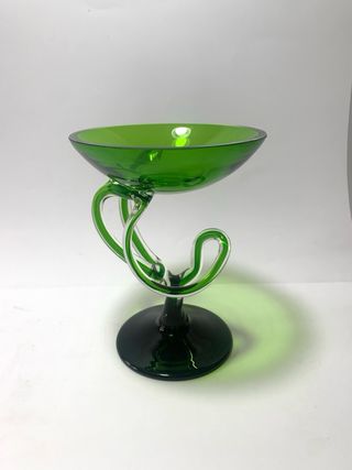 Calice coppa in vetro verde Josefina Krosno 