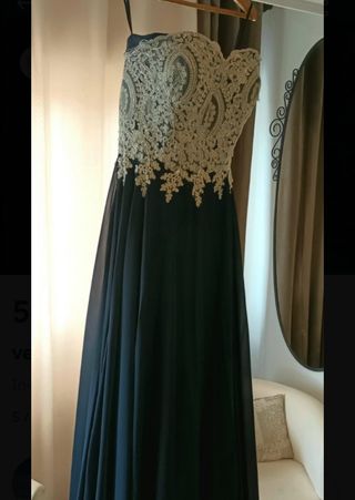 Vestido fiesta azul y plateado