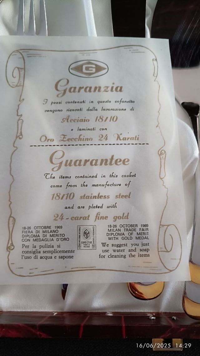 Posate Dolce Acciaio Oro 24k