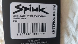 Culote SPIUK TOP TEN Membrana - talla XXL