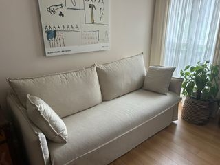 Sofá 3 plazas beige - Lino