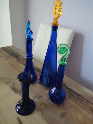 Juego de cristal azul: 4 piezas