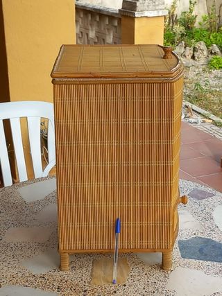 Mueble costurero mimbre antiguo