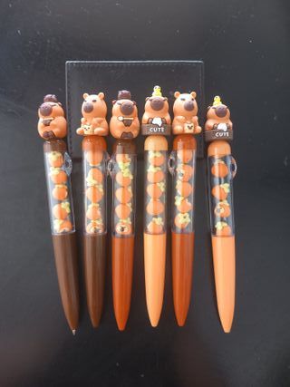 6 Bolígrafos Capybara kawaii