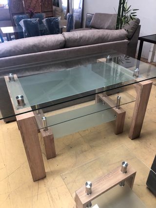 Conjunto Dos Mesas cristal Grande y pequeña.