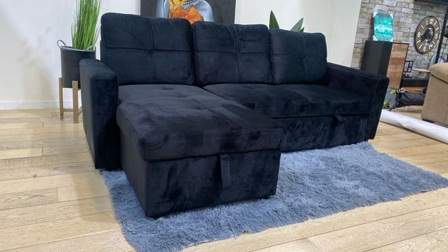 Sofá chaise longue terciopelo negro