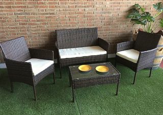 ENVIO GRATIS!! Conjunto jardín mimbre marrón