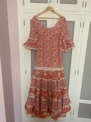 Traje Flamenca Rosa y Rojo