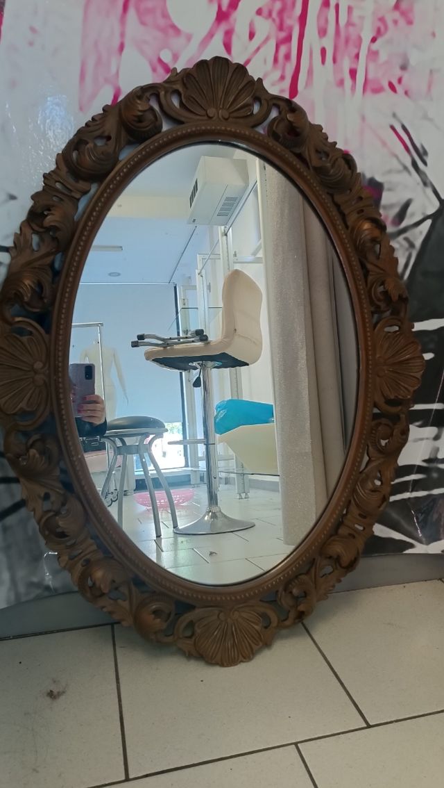 Specchio ovale legno antico